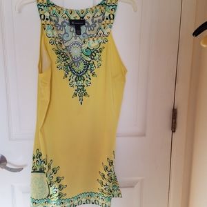 INC International Concepts Beaded V Neck Tunic Top (Size L)